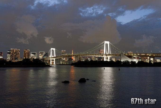 レインボーブリッジと東京タワーの夜景